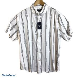 CREMIEUX Classics Shirt Mens XL 100% Cotton Button Front Knit Rope Pattern $79